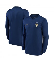 France Domicile Maillot de Football Manches Longues Vêtements de Football Uniformes Coupe du Monde Qatar 2022
