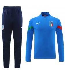 Italy Soccer Tracksuit Set Men's Blue Football Training Wear 2022-2023