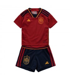 Maillot de football Espagne Kit de football pour enfants Uniformes de la jeunesse Accueil Coupe du monde Qatar 2022