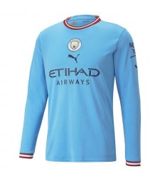 Maillots de football à manches longues Manchester City Uniformes de maillots de football à domicile pour hommes 2022-2023
