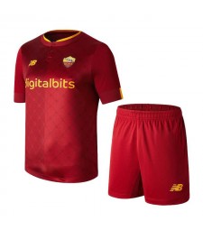 As Roma Home Kids Mini Kits Soccer Jersey Youth Football Shirts Child Uniforms 2022-2023